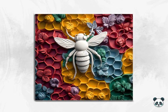 3D Colorful Bee Tumbler Wrap PNG