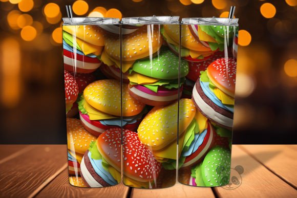 3D Hamburger Seamless Pattern 1
