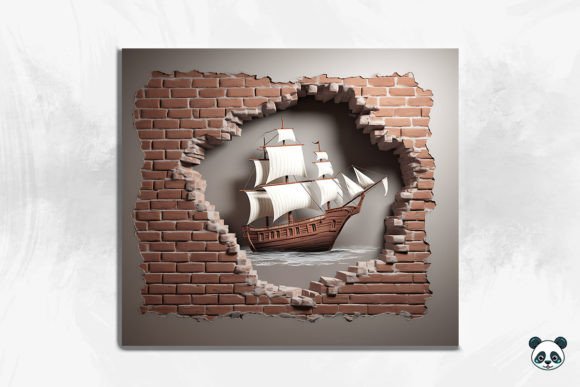 3D Pirate Boat Cracked Hole Tumbler Wrap