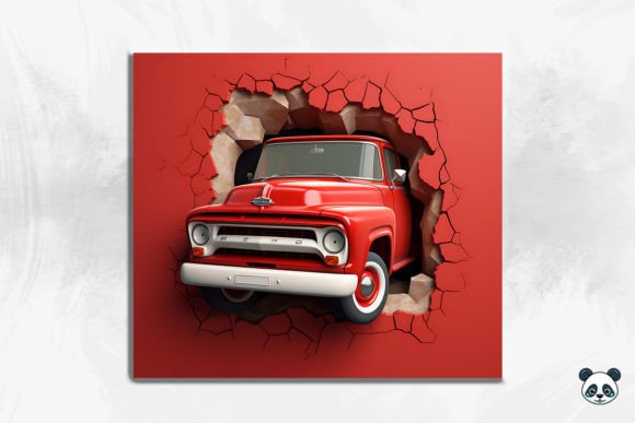 3D Red Pickup Cracked Hole Tumbler Wrap
