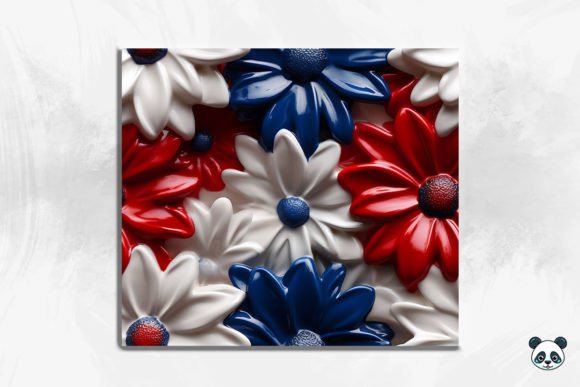 Celebrating Independence with Style: The 4th of July Daisy 3D Seamless Pattern
