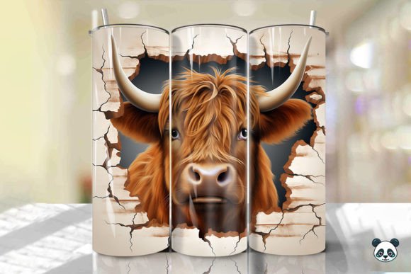 Colorful Highland Cow 3D Cracked Hole 1: A Strategic Design for Creative and Business Use