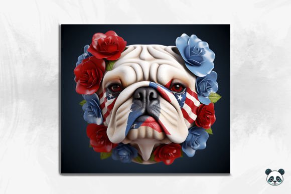 Patriotic Bulldog Puppy 3D Tumbler Wrap: A Unique Design for Personalized Drinkware