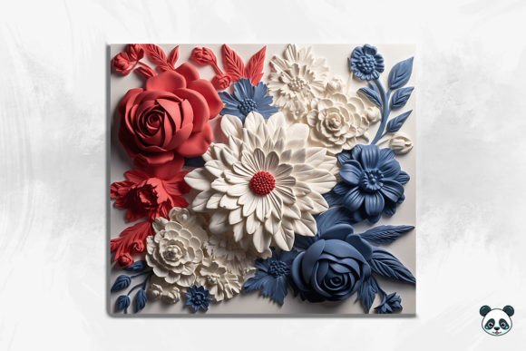 Patriotic Floral 3D Tumbler Wrap 9: A Versatile Design for Custom Sublimation Projects