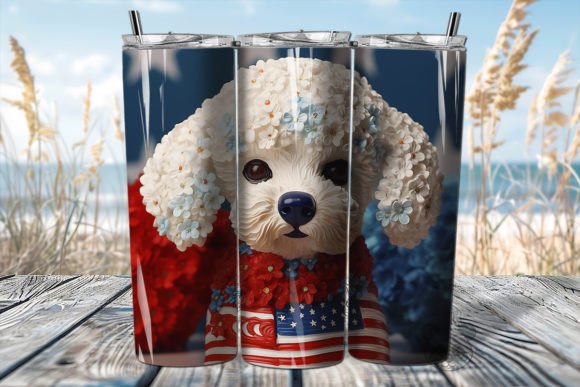 Patriotic Miniature Poodle Tumbler Wrap: A Unique Way to Show Off Your Love for Dogs and the Fourth of July