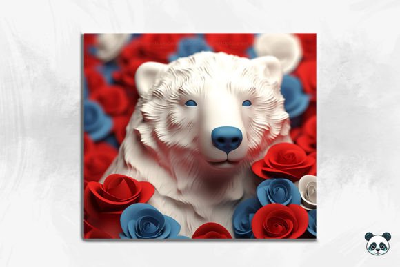 Patriotic Polar Bear Cub 3D Tumbler Wrap: A Unique Blend of Art and Functionality