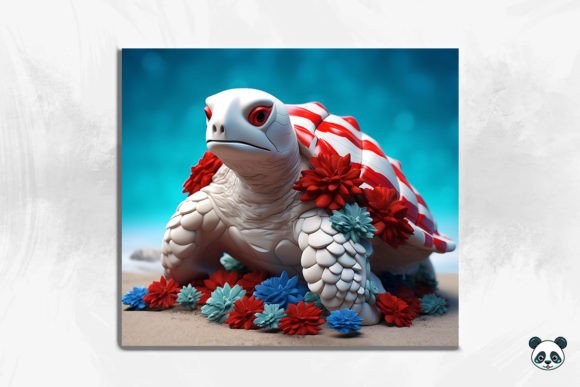 Patriotic Sea Turtle 3D Tumbler Wrap 13