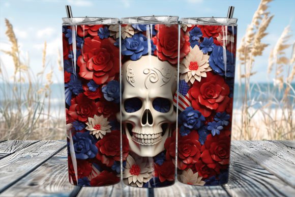 Patriotic Skull 3D Tumbler Wrap