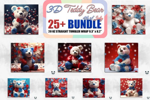 Patriotic Teddy Bear 3D Tumbler Bundle