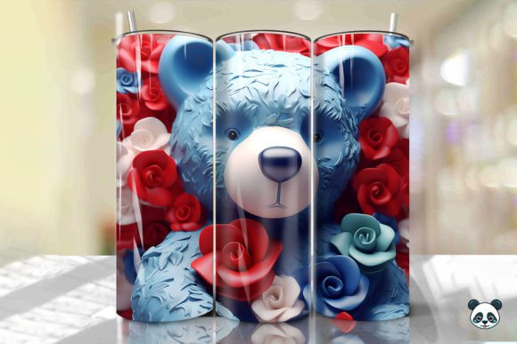 Patriotic Teddy Bear 3D Tumbler Wrap: A Trending Design for Creative and Business Use