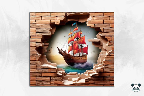 Pirate Boat 3D Cracked Hole Tumbler Wrap: A Creative and Commercial Powerhouse
